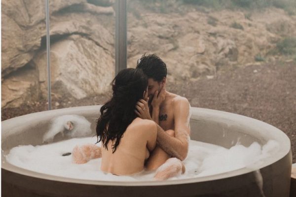Woman and man in bathtub